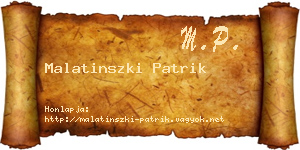 Malatinszki Patrik névjegykártya